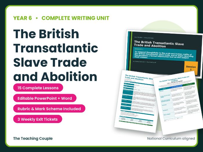 The British Transatlantic Slave Trade and Abolition | Year 6 English Unit | 15 Complete Lessons