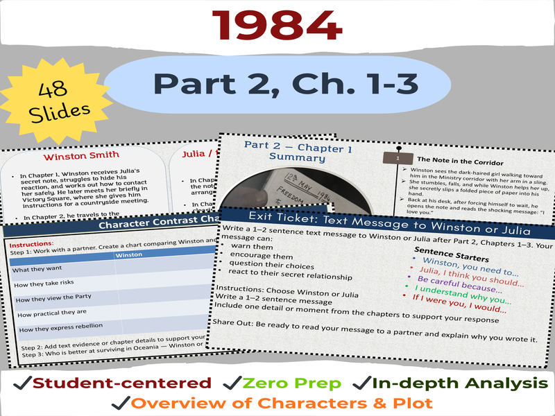 1984 by George Orwell PPT – Part 2 Chapters1-3 | Lesson Slides & Activities