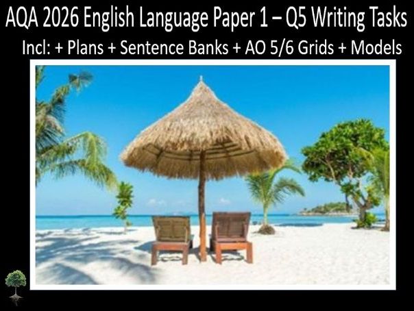 Question 5 - AQA 2026 GCSE English Language Paper 1  | Plans, Sentence Banks, AO Grids, Models (Hol)