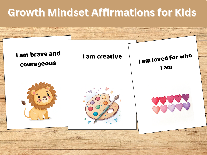 Growth Mindset Affirmations for Kids – 20 Printable Posters for Classroom Display or Home Decor