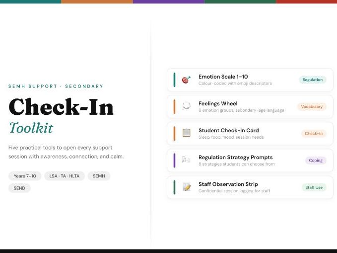 SEMH Check-In Toolkit | Secondary | Years 7-10