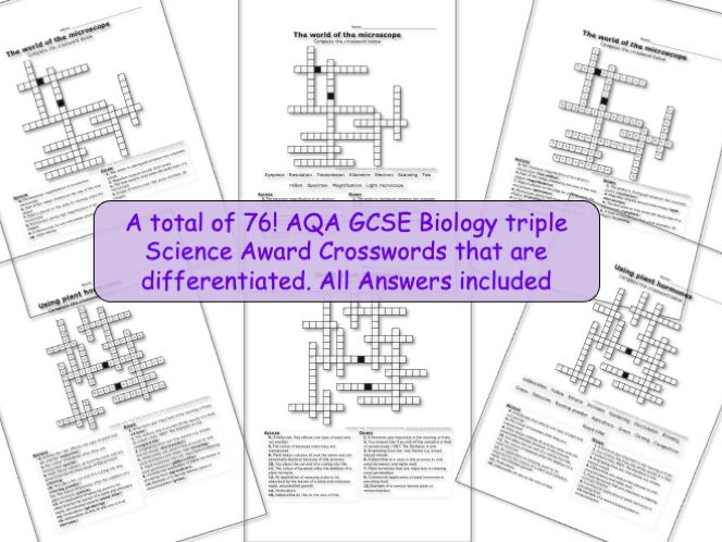 AQA GCSE Triple Science Biology Crosswords