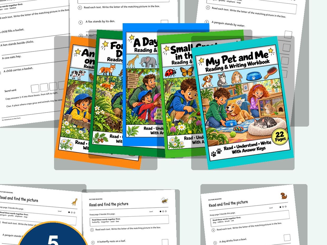 Animals & Habitats Reading Comprehension Bundle | Grades 1-2 EAL ESL