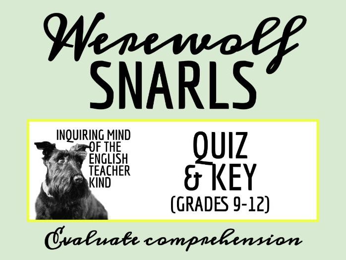 "The Werewolf Snarls" by Manly Wade Wellman Quiz and Answer Key (Halloween Short Story)