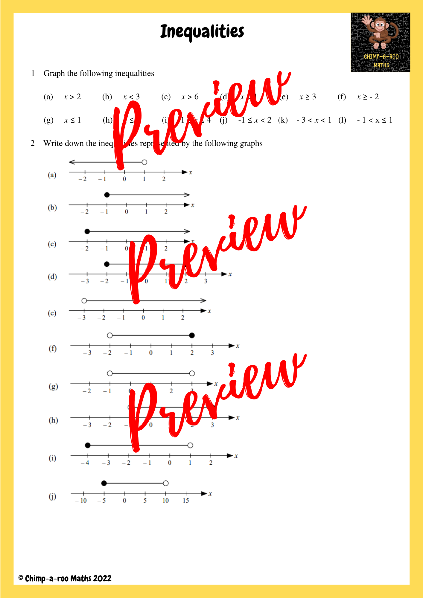 Graphing Inequalities On A Number Line Teaching Resources