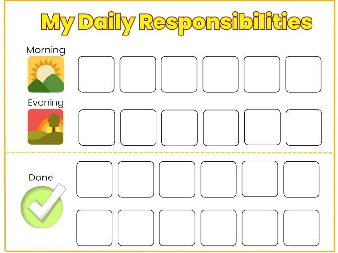 Daily Responsibilities Chart for Kids | Morning & Evening Routine Chart