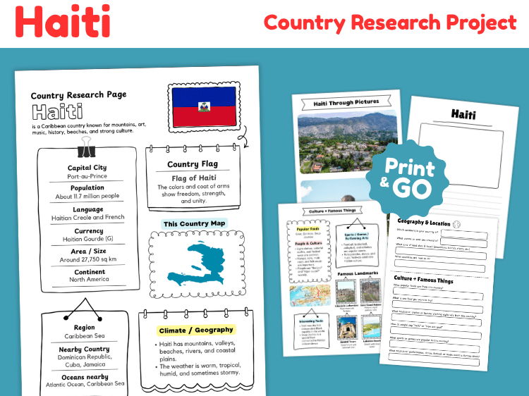Haiti Country Research Project | Geography & Culture Worksheets