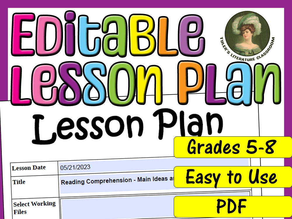 Reading Comprehension & Vocab Development : Editable Lesson Plan for Middle School