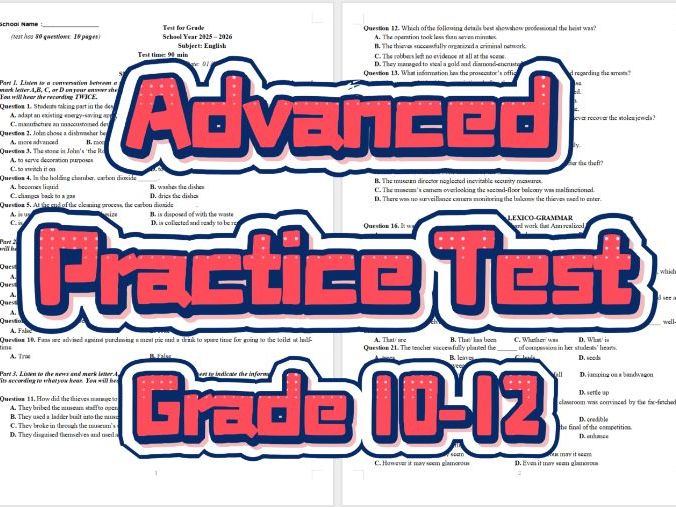 ESL Advanced Exam: Homeschooling, AI, Genetic Testing & Climate Change (Gr 12)