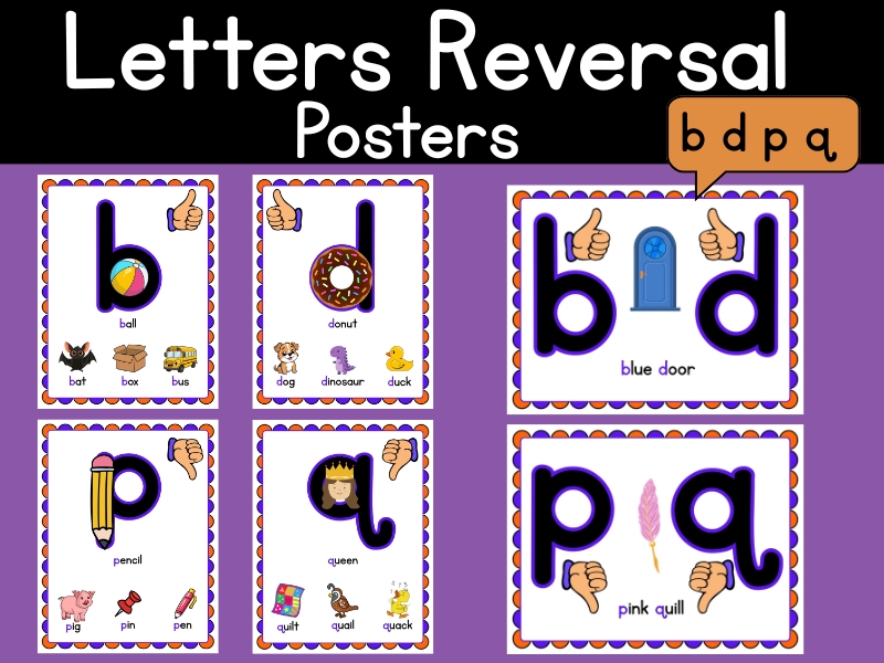 b d p q Reversal Letters Posters