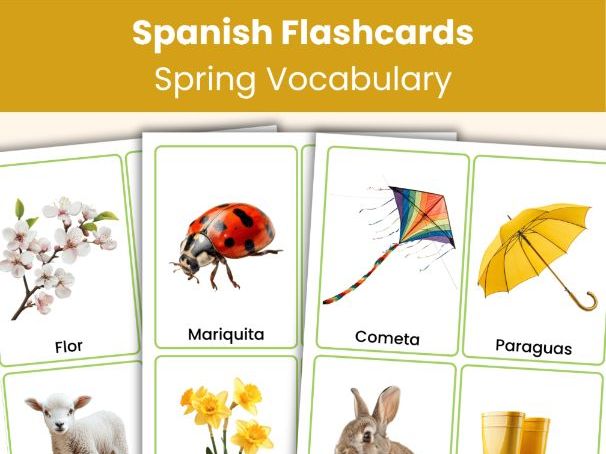 Spanish Spring Vocabulary Flashcards | Real Photo Cards | Printable Learning Resource