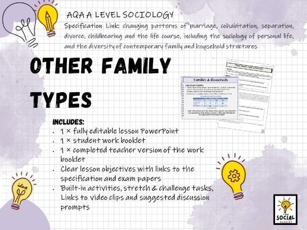 AQA A level Sociology - Families & Households - Other family types
