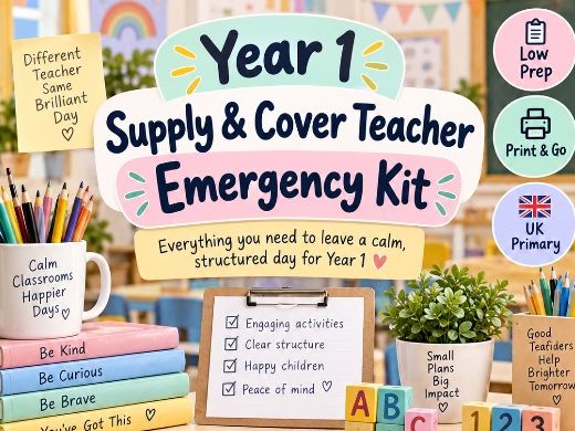 Year 1 Supply Teacher Cover Pack | Emergency Lessons, Activities & Printable Resources