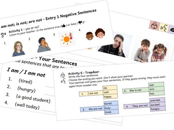 'to be' negative am not / is not / are not Entry 1 ESOL E1 A1