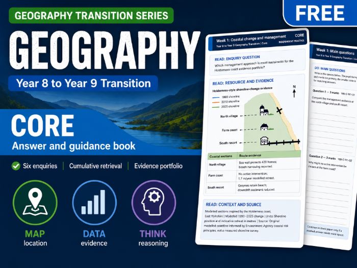 FREE Year 8 to Year 9 Geography Summer Transition Booklet – Core | KS3 with Answers