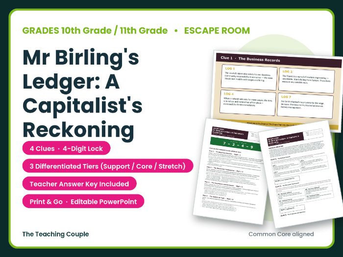 Mr Birling and Capitalism Escape | An Inspector Calls | GCSE Y11 | KS4 / GCSE