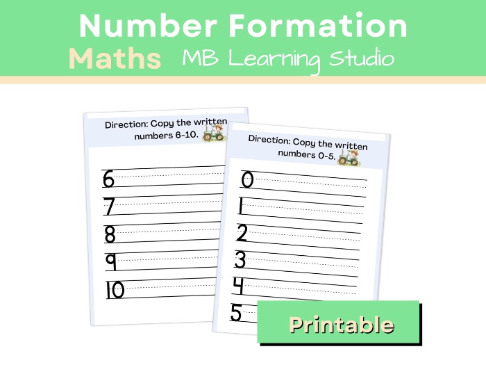 Number Formation Practice Sheets to 10 | EYFS, KS1, Pre-K, Kindergarten
