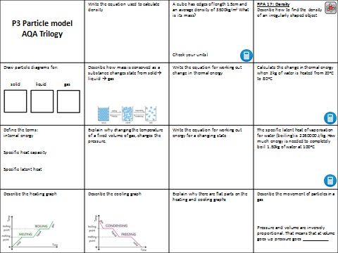 aqa trilogy p3 particle model revision teaching resources