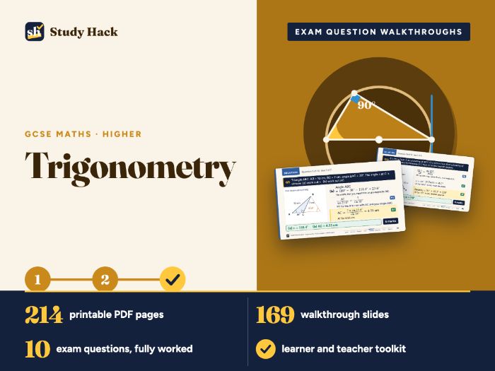 GCSE Maths Trigonometry: AQA-style exam question walkthroughs (Higher, 10 questions)