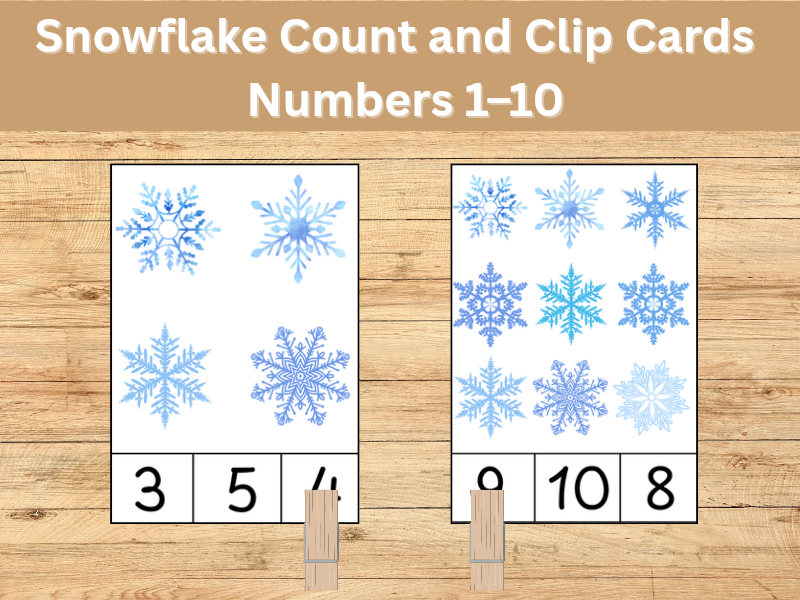 Snowflake Count and Clip Cards | Winter Math Activity | Numbers 1–10