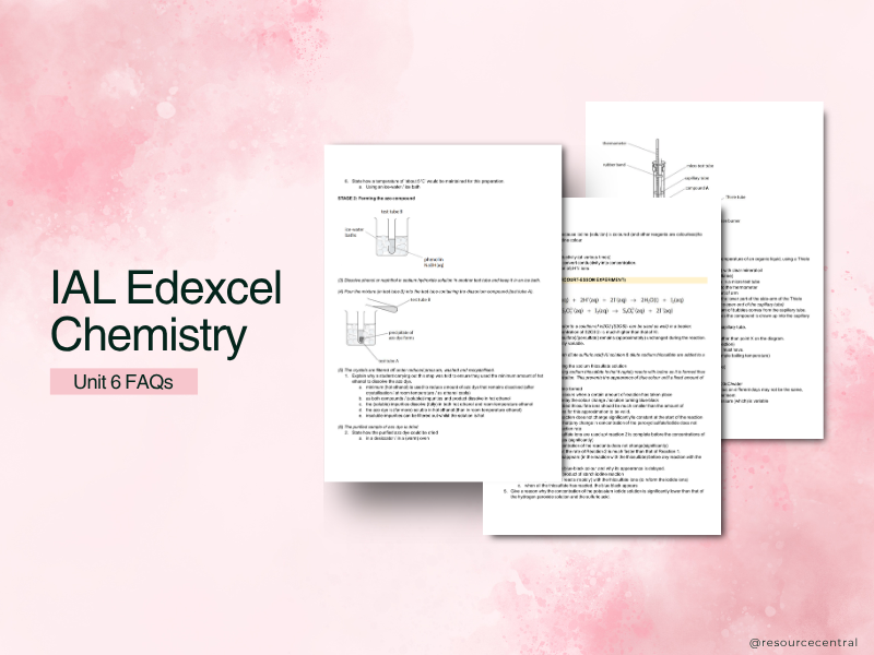 Edexcel IAL Chemistry Unit 6 Frequently Asked Practicals