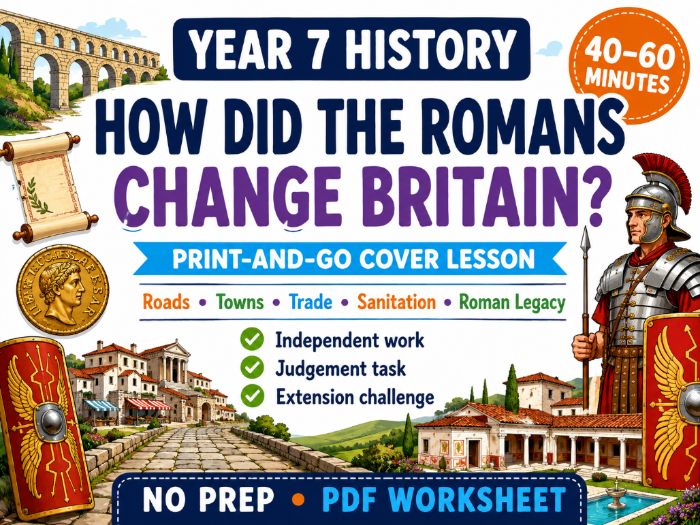 Year 7 How did the Romans change Britain. Worksheet/Cover sheet