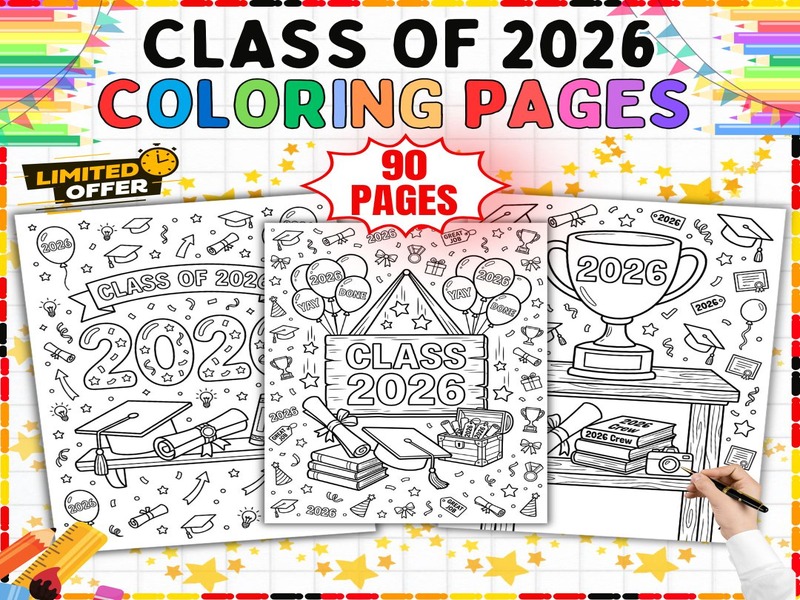 Graduation Coloring Pages | 90 Printable Grad Sheets | Last Day of School Art