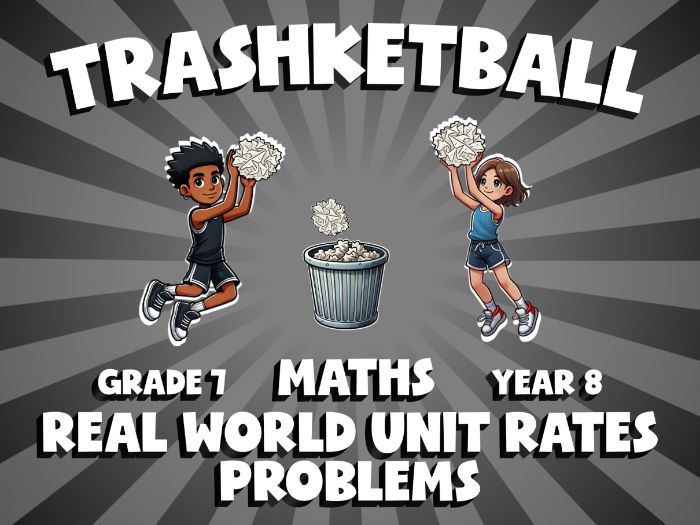 Real World Unit Rates Problems TRASHKETBALL Maths Game | No-Prep Year 8 Review Activity