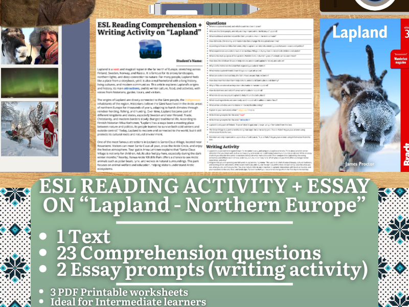 ESL Reading Comprehension + Essay - Lapland - Northern Europe - Winter