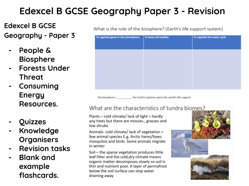Edexcel B GCSE Geography Paper 3  Revision Resources