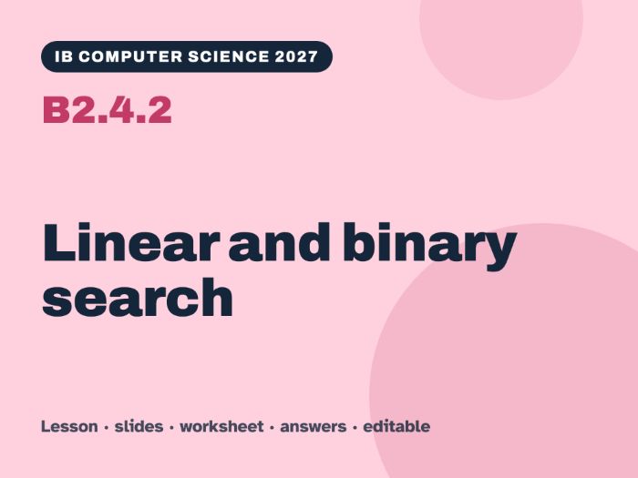 IB Computer Science 2027 – B2.4.2 Linear and binary search – Lesson & Worksheet