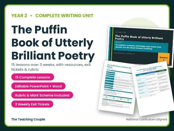 The Puffin Book of Utterly Brilliant Poetry | Year 2 English Unit | 15 Complete Lessons + Resource