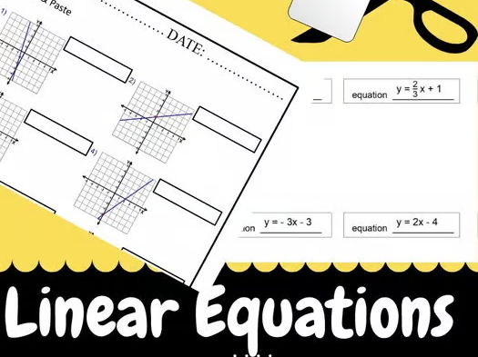 Algebra 1 Linear Equations Cut and Paste Activity | Graphing Lines in Slope-Inte