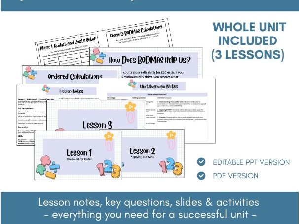BODMAS Whole Unit | Lesson Notes, Slides & Activities | Year 6