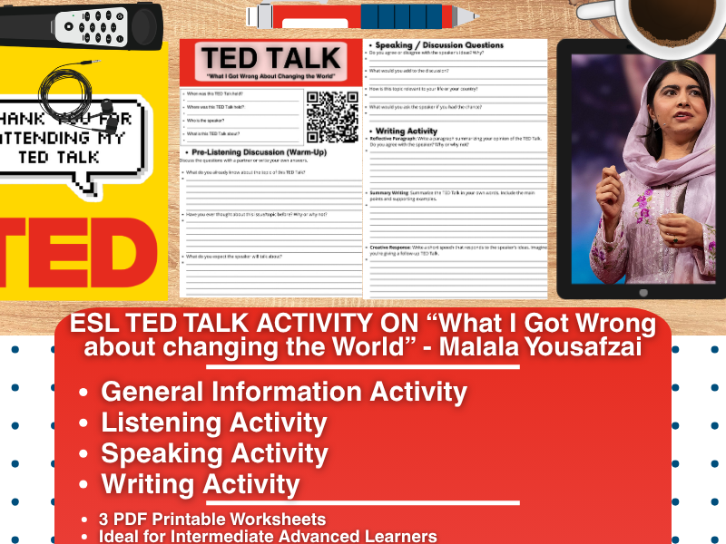 ESL TED Talk Activity - What I Got Wrong About Changing the World - Malala Yousafzai