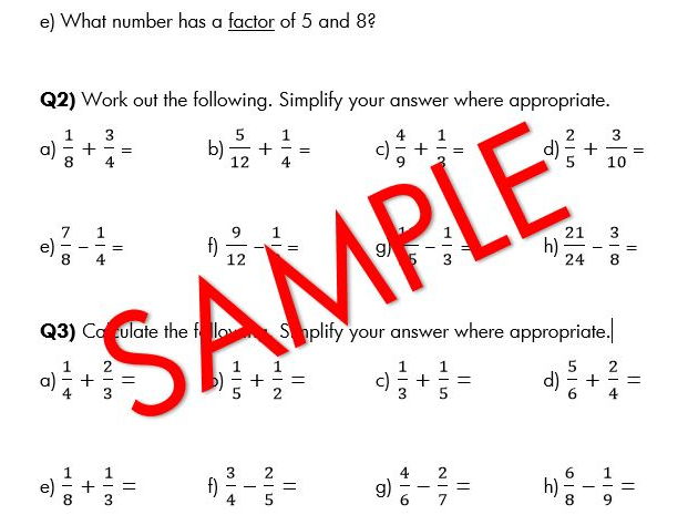 Adding and Subtracting Fractions