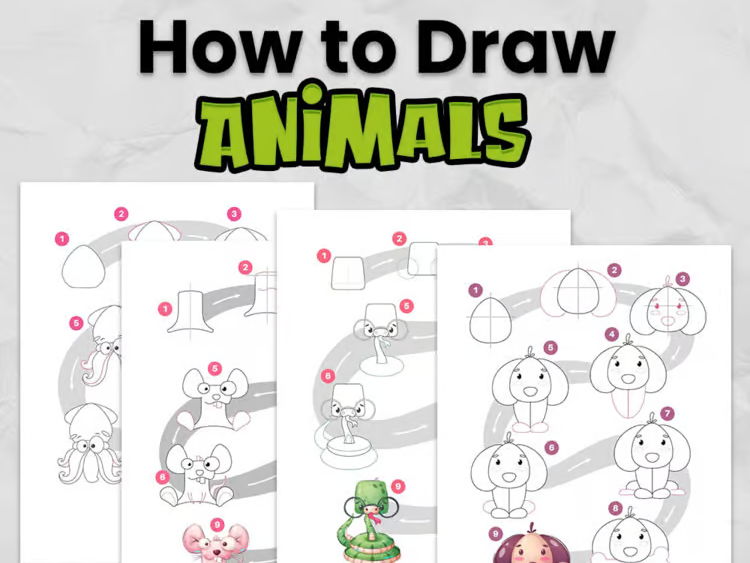 How to Draw Animals Step by Step | Directed Drawing Activities | KS1 & KS2 Art Worksheets