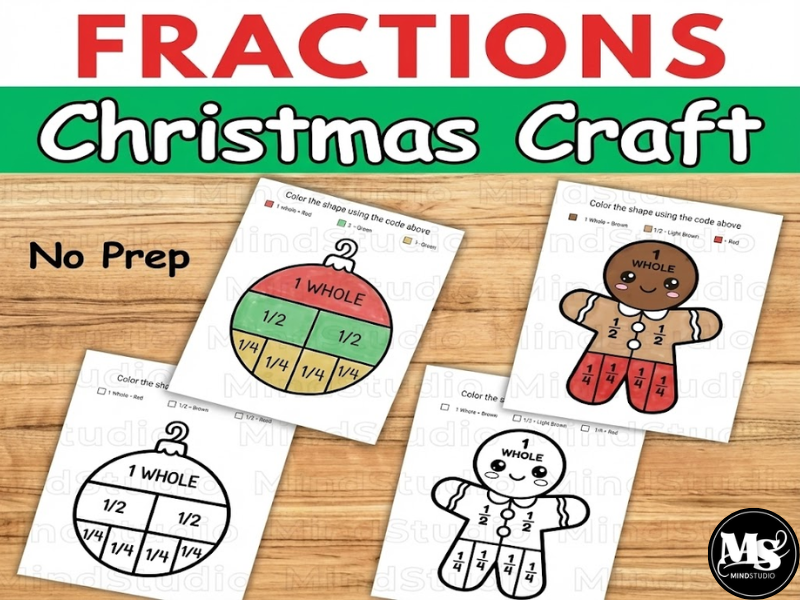 Christmas Fractions Math Craft Activity