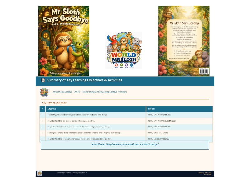 Mr Sloth Says Goodbye – Premium PSHE & SEL Emotional Regulation EYFS & KS1 & 2| 5 Lesson Pack