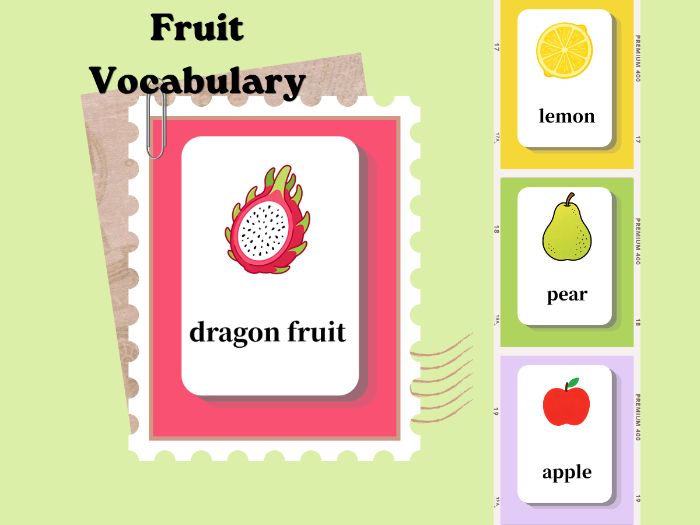 21 Printable Fruit English Vocabulary Cards
