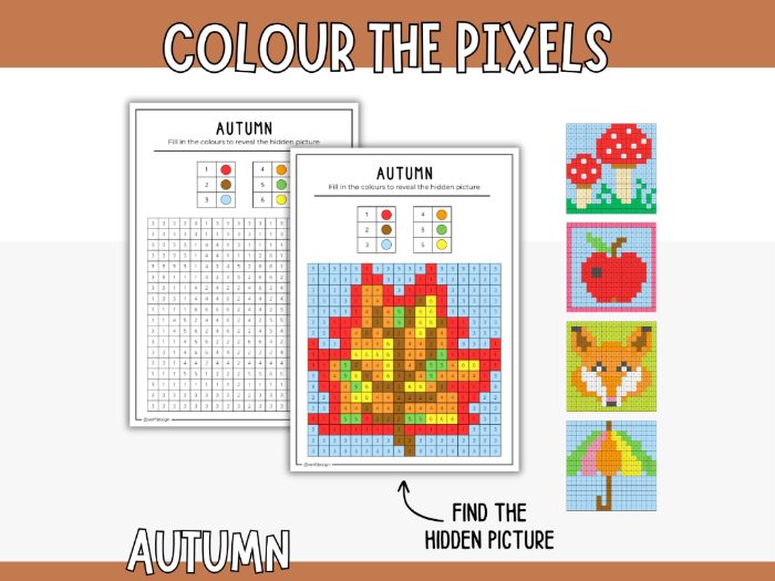 Autumn Pixel Art - Printable Craft for Kids