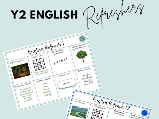 Year 2 English Refresher Activities - Set of 12