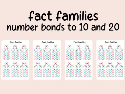 Fact families- number bonds to 10 and 20- Maths
