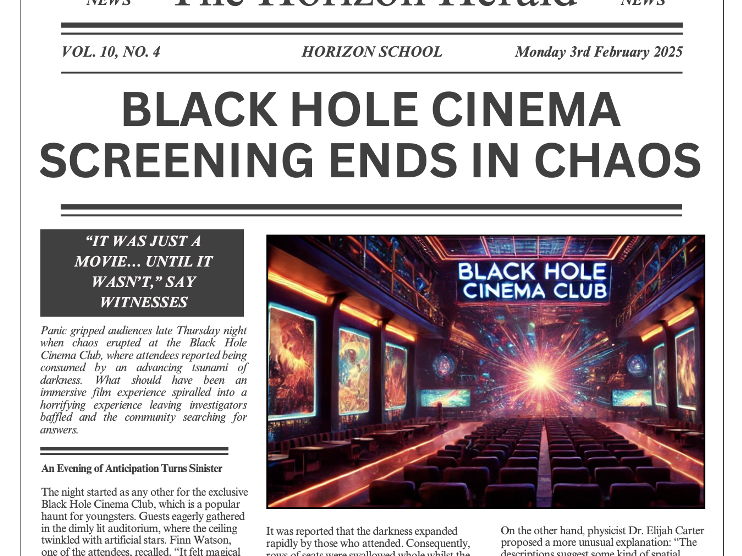 Year 6 Newspaper WAGOLL Black Hole Cinema Club