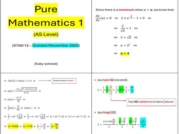 9709/12 – October/November 2025 – Pure Mathematics 1