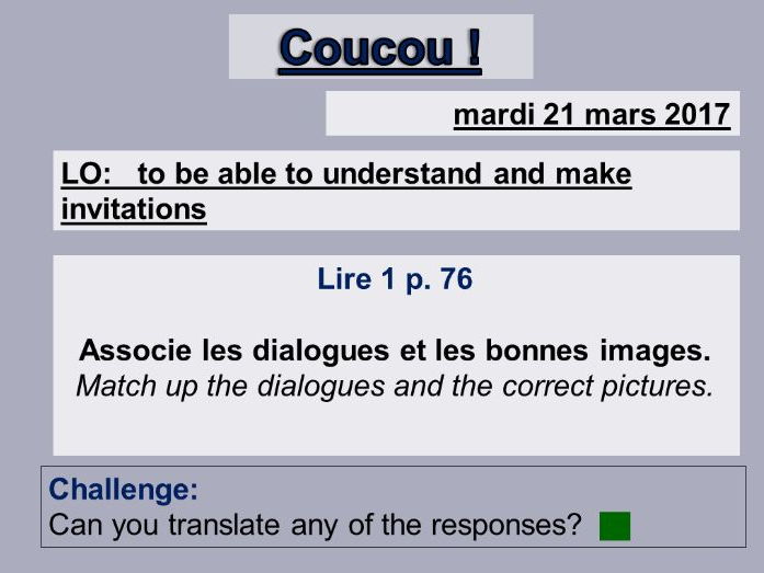 Coucou! - Studio 1 Module 4 Unit 4