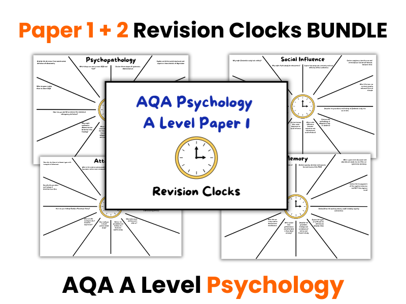Paper 1 and 2 BUNDLE | Revision Clocks | A Level Psychology (AQA)