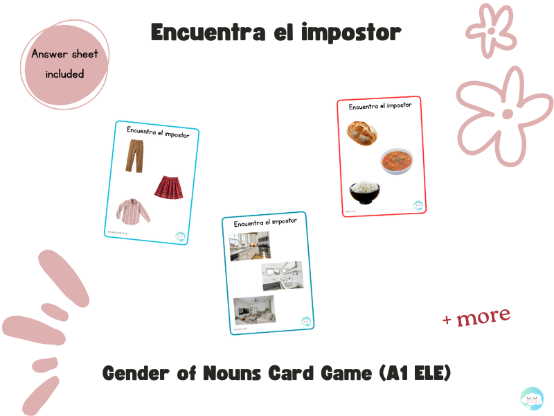 Encuentra el impostor – Gender of Nouns Card Game (A1 ELE)