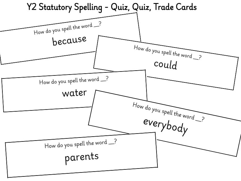Year 2 Statutory Words Spelling - Quiz, Quiz, Trade