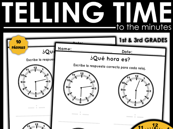Telling Time in Spanish to the Minute - La Hora Worksheets | KS1 & KS2 MFL Resource